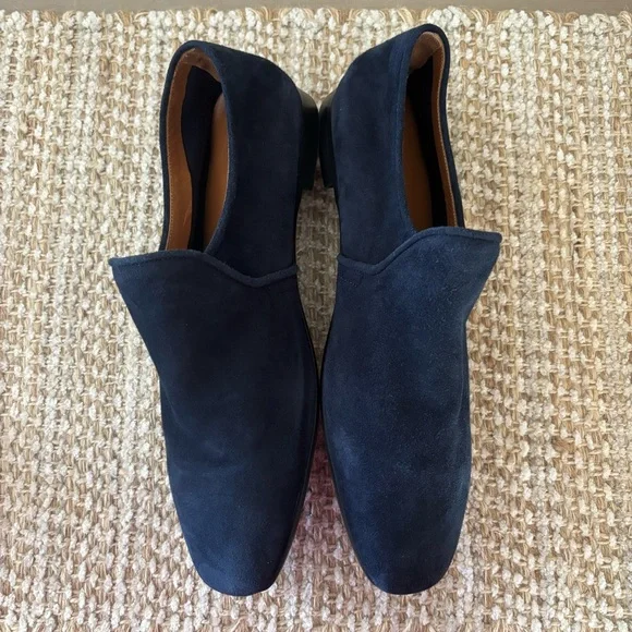 Aquatalia Revy‎ Navy Blue Suede Loafers Women’s Size 10 Smoking Driving Shoes - Picture 4 of 10